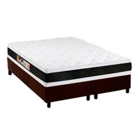 Cama Box Queen: Colchão Espuma Castor D45 Black e White AIR Double Face + Base CRC Suede Brown(158x198)