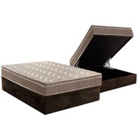 Cama Box Baú Casal: Colchão Espuma Paropas D33 / EP Confort Ultra Firme + Base CRC Suede Brown(138x188)