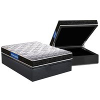 Conjunto Box Baú Casal: Colchão Espuma Probel D23 Guarda Costas Super Resistente + Base CRC Suede Gray (138x188)