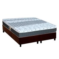Conjunto Box Queen: Colchão Molas Castor Bonnel System Class + Base CRC Suede Brown (158x198)