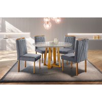 Conjunto Natalle Mesa Redonda 1,0m e 4 Cadeiras Madeira Maciça Móveis Mundial