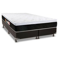 Cama Box King: Colchão Espuma Castor D45 Black e White AIR + Base CRC Suede Black(193x203)