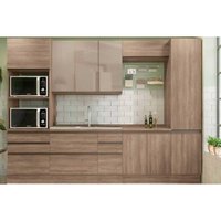 Cozinha Completa Maxxi 7 Peças (2Aéreos+2Balcões+2Paneleiros+1Complemento) s/ Pia CZ267 Nogal - Kappesberg