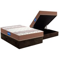 Conjunto Box Baú Casal: Colchão Espuma Probel D33 Guarda Costas + Base CRC Suede Brown(138x188)