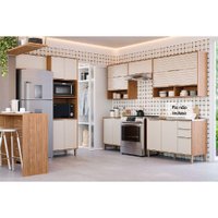 Cozinha Completa Esplêndida 7 Peças (4Aéreos+2Balcões+1TorreQuente) C7P183 Freijo/Off White - MGM