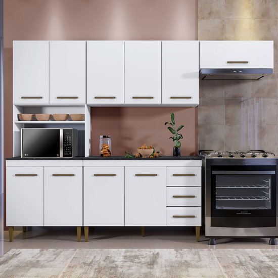 Cozinha Completa com 10 Portas 3 Gavetas Atenas Kaiki Móveis