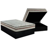 Cama Box Baú Casal: Colchão Molas Ensacadas Anjos Classic + Base CRC Suede Black(138x188)