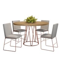 Conjunto Sala de Jantar Dubai Mesa 110cm MDF BP com 4 Cadeiras Mais Decor