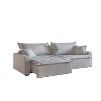 Sof&aacute; Cama 2 Lugares Retr&aacute;til e Reclin&aacute;vel Belize 2.00m Linho Creme Mundial Estofados