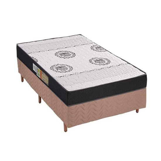 Cama Box Solteiro: Colchão Espuma Polar D28/EP Anatômico Orthoface + Base CRC Rústico Clean(78x188)