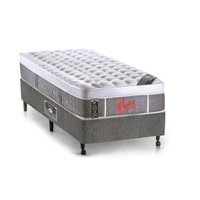 Cama Box Solteiro: Colchão Molas Ensacadas Castor Light Stress Oxygen New Plush + Base SL Gold Star Suede Gray(88x188)