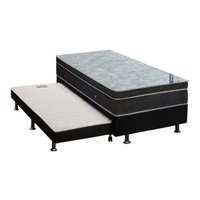 Cama Box c/ Auxiliar Solteiro: Colchão Ortobom Nanolastic Light + Base CRC Courano Black (88x188)