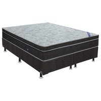 Cama Box Queen: Colchão Molas Ortobom Nanolastic Light Selado + Base CRC Suede Black(158x198)