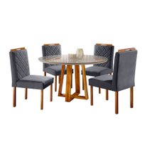 Conjunto Cristal Mesa Redonda 1,2 m e 4 Cadeiras Madeira Maciça Móveis Mundial