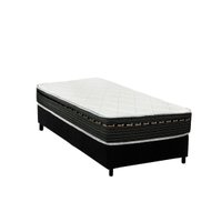 Cama Box Solteiro: Colchão Molas Luckspuma Bonnel Eagle Spring + Base CRC Suede Black(88x188)
