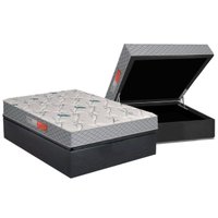 Conjunto Box Baú Casal: Colchão Espuma Plumatex D26 Falcon Firme + Base CRC Suede Gray (138x188)