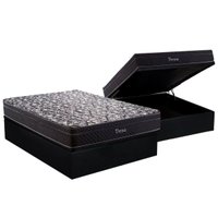 Conjunto Box Baú Casal: Colchão Molas Herval Bonnel Troya + Base CRC Suede Black(138x188)