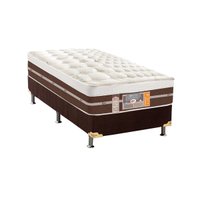 Cama Box Solteiro: Colchão Molas Ensacadas Castor Silver Star Air Híbrido + Base CRC Suede Brown(88x188)