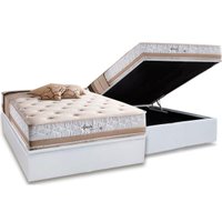 Conjunto Box Baú Casal: Colchão Molas Herval Maxspring Spain + Base CRC Courano White (138x188)