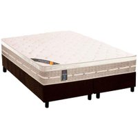 Cama Box Queen: Colchão Molas Castor Tecnopedic Premium + Base CRC Suede Brown(158x198)