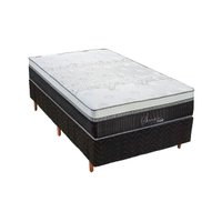 Cama Box Solteiro: Colchão Molas Polar Ensacadas Serenatta + Base CRC Rústico Black(88x188)