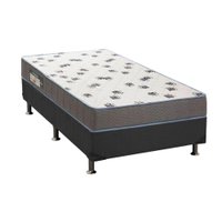 Cama Box Solteiro: Colchão Espuma Ortobom D33 Light Saúde + Base CRC Suede Cinza(88x188)