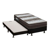 Cama Box Solteiro: Colchão Ortopédico Ortobom Light + Base CRC Courano Black (88x188)