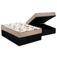 Conjunto Box Baú Casal: Colchão Espuma Ortobom D28 Physical Mega Resistente + Base CRC Courano Black (138x188)
