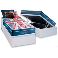 Conjunto Box Baú Solteiro: Colchão Molas D Angelis Anjos Ensacadas London + Base CRC Courano White (88x188)