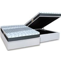 Conjunto Box Baú Casal: Colchão Molas Castor Bonnel System Class One Face + Base CRC Courano White (138x188)