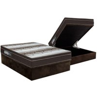 Cama Box Baú Casal: Colchão Ortopédico Ortobom Light + Base CRC Suede Brown (138x188)