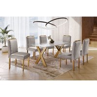 Conjunto Sala de Jantar 6 Lugares Alvorada Mesa e Cadeiras Madeira Maciça