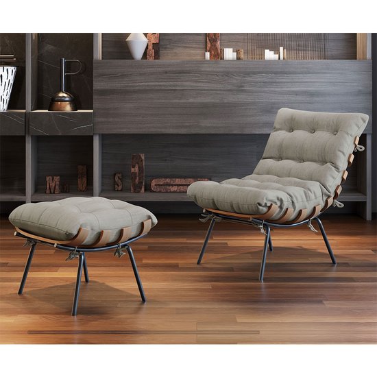 Poltrona e Puff M06 Estrutura em Ferro Mais Decor