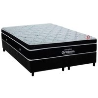Conjunto Box King: Colchão Molas Ortobom Ensacadas Elegant + Base CRC Suede Black (193x203)