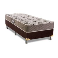 Cama Box Solteiro: Colchão Espuma Herval D28/AG65 Black + Base CRC Suede Brown(88x188)