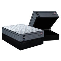 Cama Box Baú Casal: Colchão Molas Sealy Ensacadas Passion + Base CRC Suede Black(138x188)