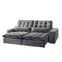 Sof&aacute; 5 Lugares Retr&aacute;til e Reclin&aacute;vel Bruna 2.90m Suede M&oacute;veis Mix