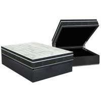 Cama Box Baú Casal: Colchão Molas Orthoflex Bonnel Venezia + Base CRC Suede Gray(138x188)