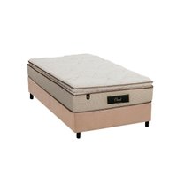 Cama Box Solteiro: Colchão Molas Ensacadas Luckspuma Cloud One Side + Base CRC Suede Clean(88x188)