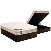Conjunto Box Baú Casal: Colchão Molas Castor Bonnel Premium Tecnopedic + Base CRC Suede Brown (138x188)