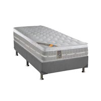 Cama Box Solteiro: Colchão Molas Ensacadas Castor Premium Gel + Base CRC Suede Gray(88x188)