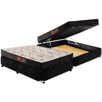 Cama Box Baú Casal: Colchão Espuma Paropas D45 Pasquale + Base CRC Suede Black(138x188)