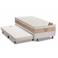 Cama Box c/ Auxiliar Solteiro: Colchão Ortobom Nanolastic Elegant + Base CRC Courano Branco (88x188)