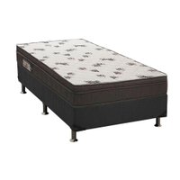 Cama Box Solteiro: Colchão Espuma Ortobom D45 Light Saúde Ortopilow + Base CRC Suede Black(88x188)