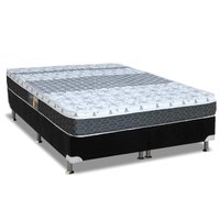Cama Box Queen: Colchão Molas Castor Bonnel System Class + Base CRC Suede Black(158x198)