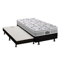 Cama Box c/Auxiliar Solteiro: Colchão Espuma Probel D45/ EP Guarda Costas Plus + Base CRC Courano Black(88x188)