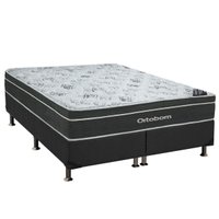 Cama Box King: Colchão Molas Ortobom Nanolastic Exclusive + Base CRC Suede Gray(186x198)