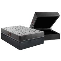 Conjunto Box Baú Casal: Colchão Espuma Herval D28 Black + Base CRC Suede Gray (138x188)
