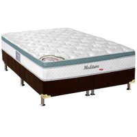 Cama Box King: Colchão Molas Herval Ensacadas Meditare + Base CRC Suede Brown(193x203)