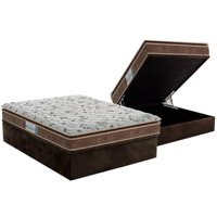 Cama Box Baú Casal: Colchão Espuma Probel D45 Advanced Pillow Super + Base CRC Suede Brown(138x188)